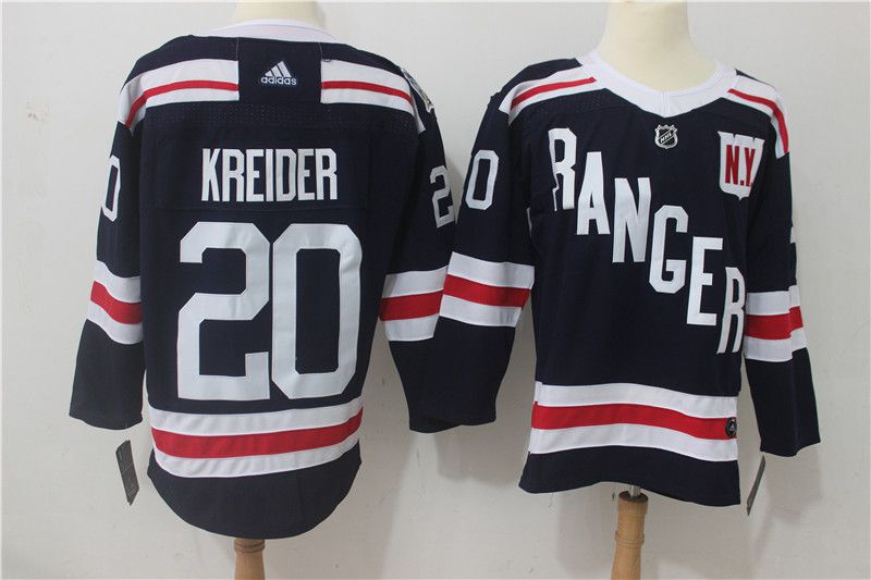 Men New York Rangers 20 Kreider Dark Blue Hockey Stitched Adidas NHL Jerseys